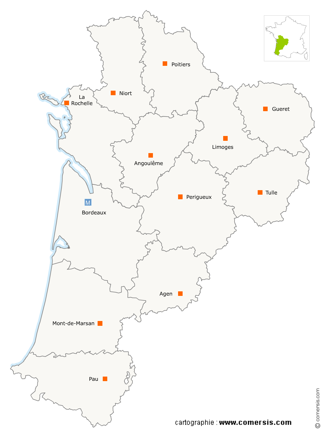 Carte région Nouvelle-Aquitaine