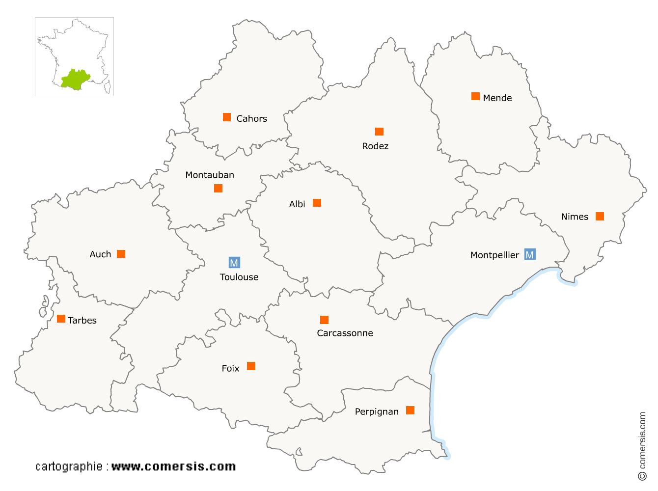 Carte région Occitanie